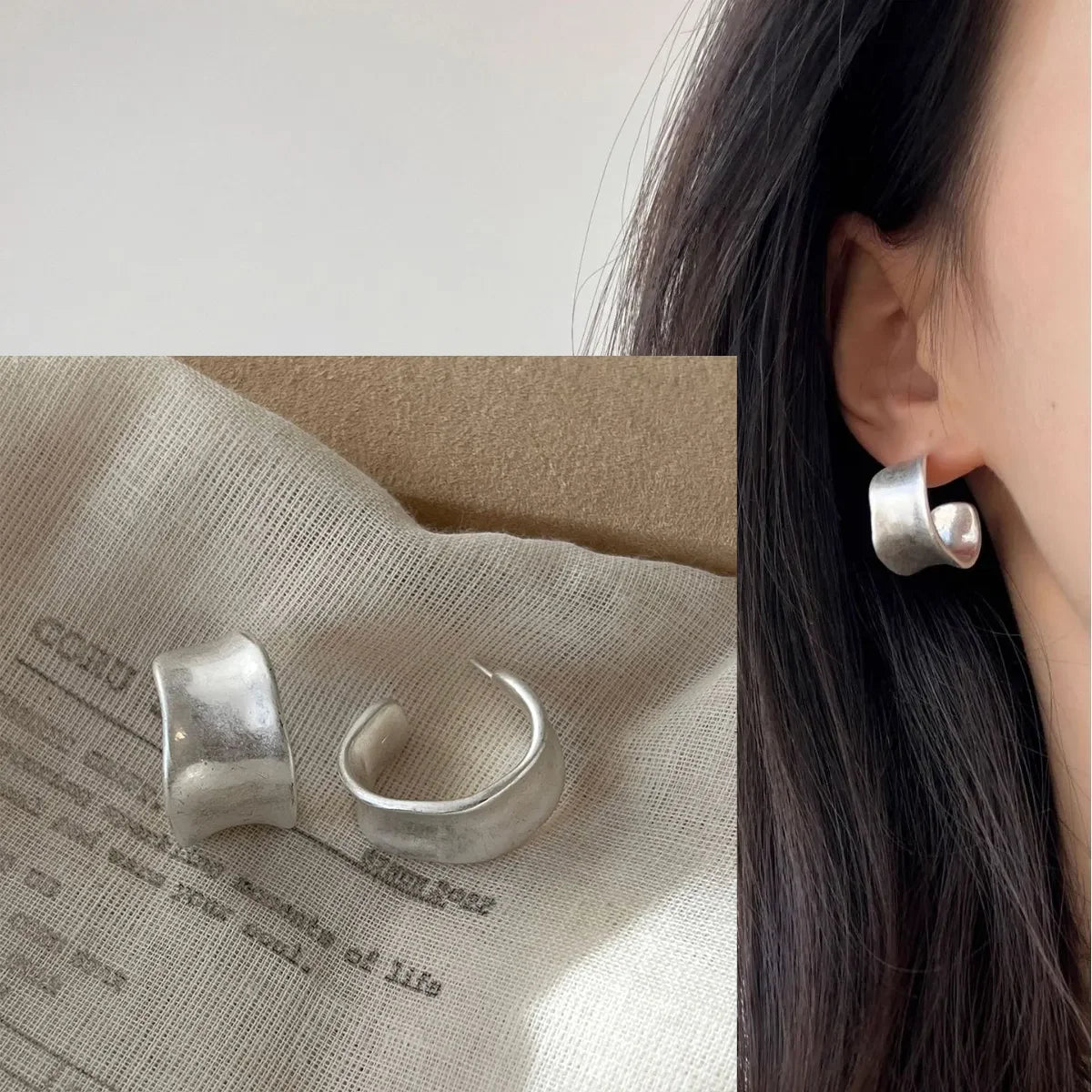925 Sterling Silver Frosting Hoop Earrings