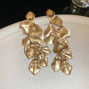 Bohemian Rose Petal Flower Drop Long Tassel Earrings