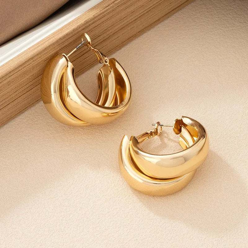 Stainless Steel Double-Layer Hoop Earrings