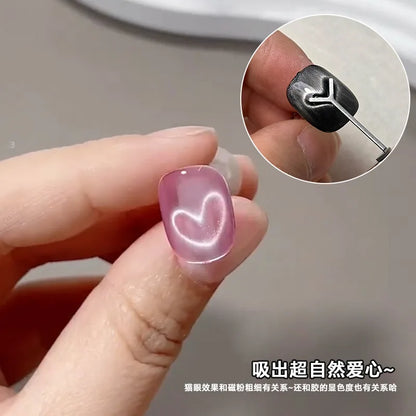 3pcs Pink Cat Eye Gel Nail Polish & Magnet Tools Set