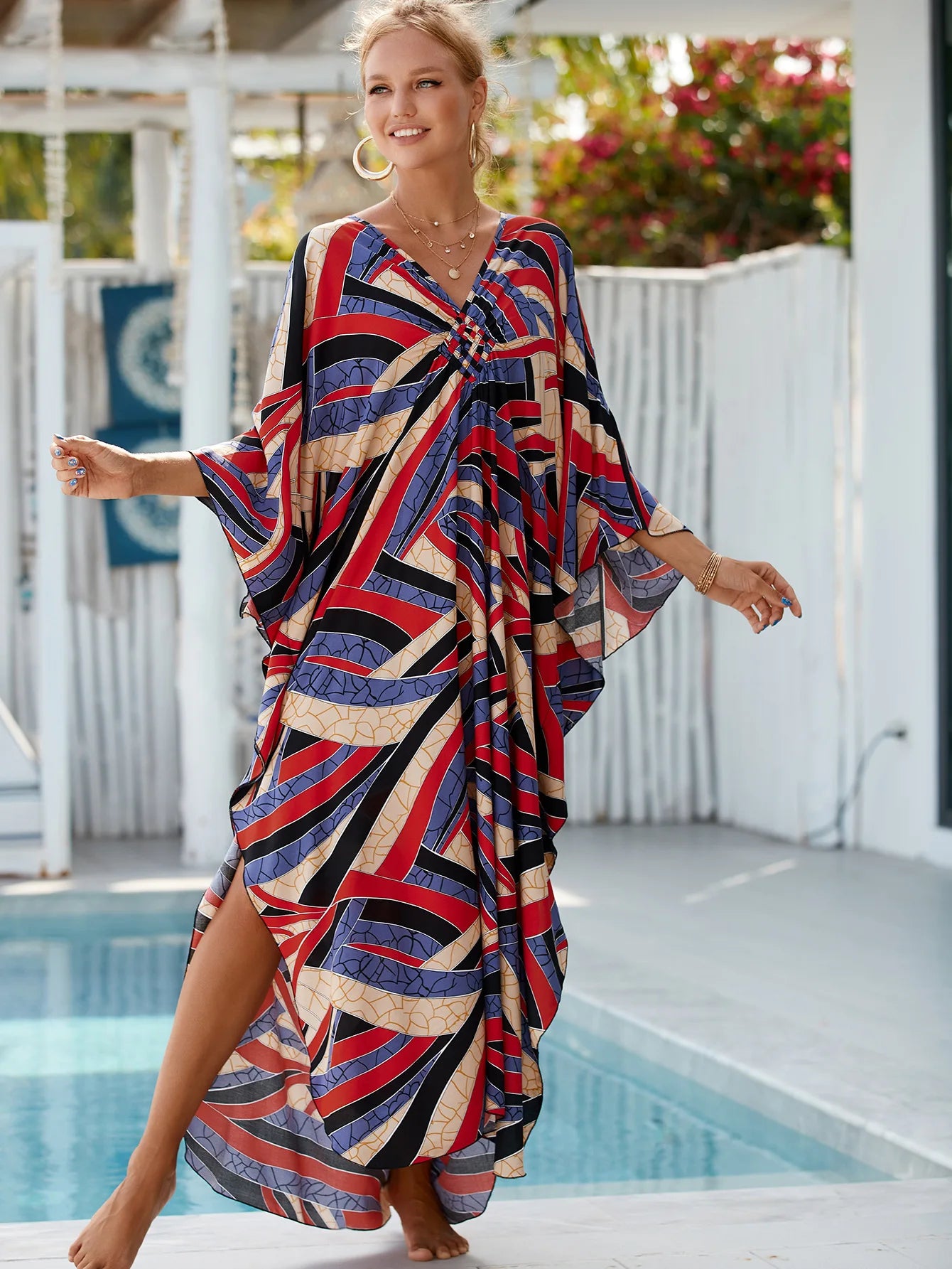 Kaftan Swimsuit Cover Up Oversized Long Beach Dress