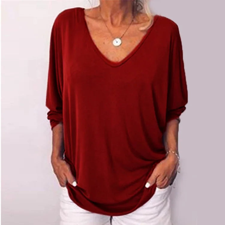 Plus Size Loose Three-Quarter Sleeve Shirt