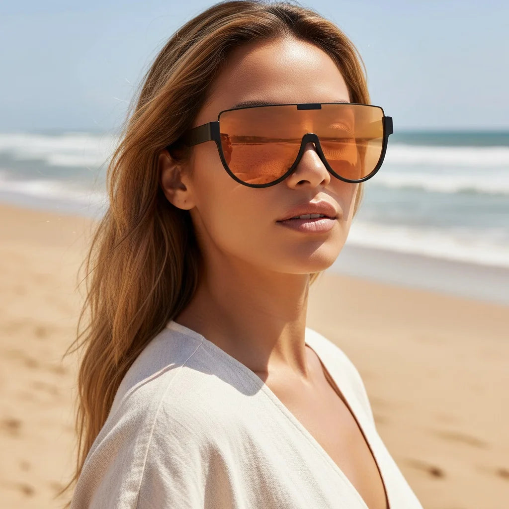 Vintage Semi-round Monoblock  Sunglasses