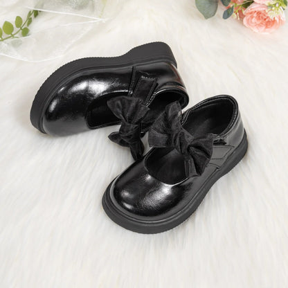Classic Leather Spring and Autumn Bow Metal Buckle Mary Jane Shoes