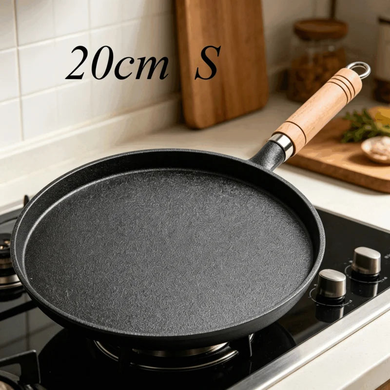 20cm Cast Iron Skillet Uncoated Pre Seasoned Frying Pan
