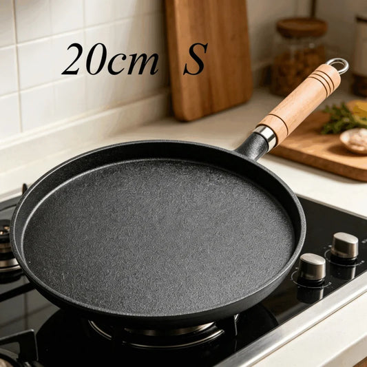 20cm Cast Iron Skillet Uncoated Pre Seasoned Frying Pan