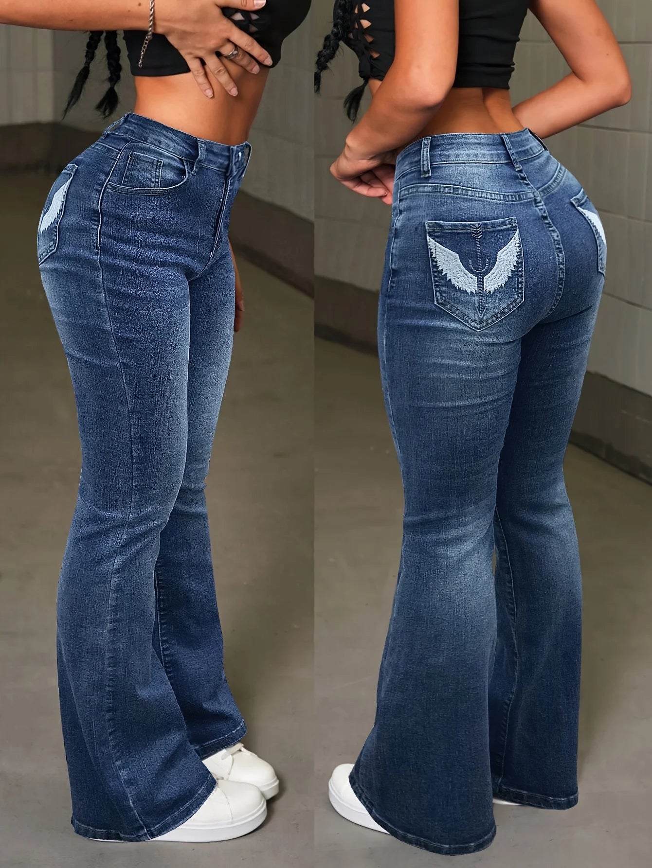 Casual Stretchy High Waist Leg Jeans Pants