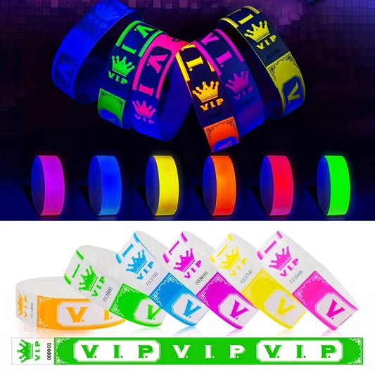 100pcs VIP Neon Paper Bracelets Waterproof Wristband