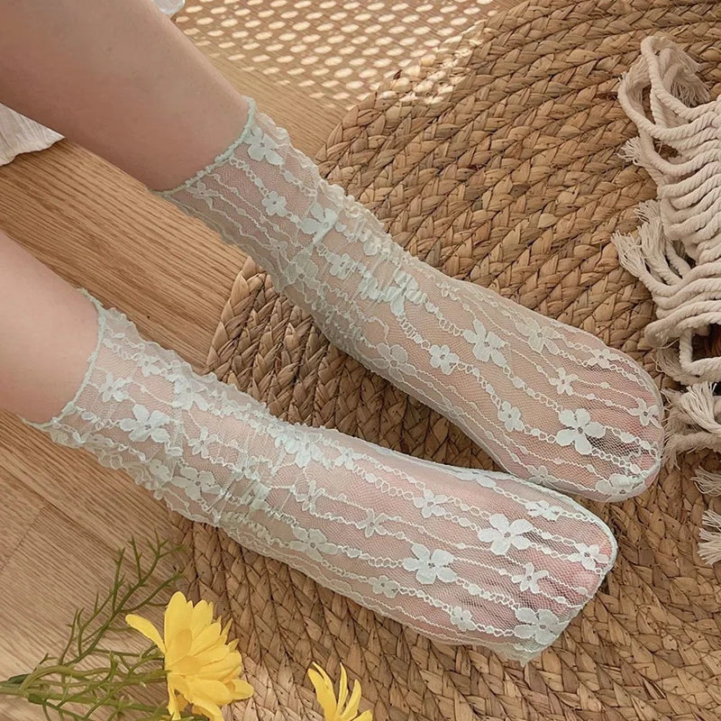 Sexy Lace Flower Ultra-thin Transparent Socks