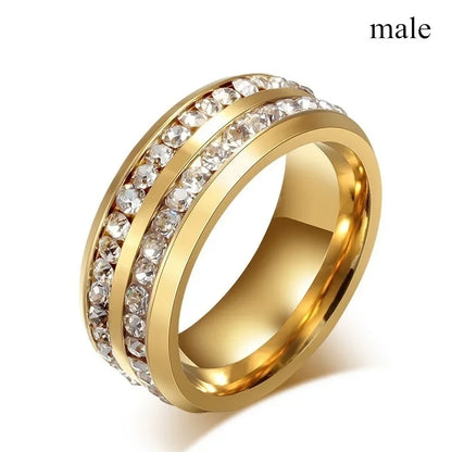Charm Couple Romantic Heart Rhinestones CZ Rings Set