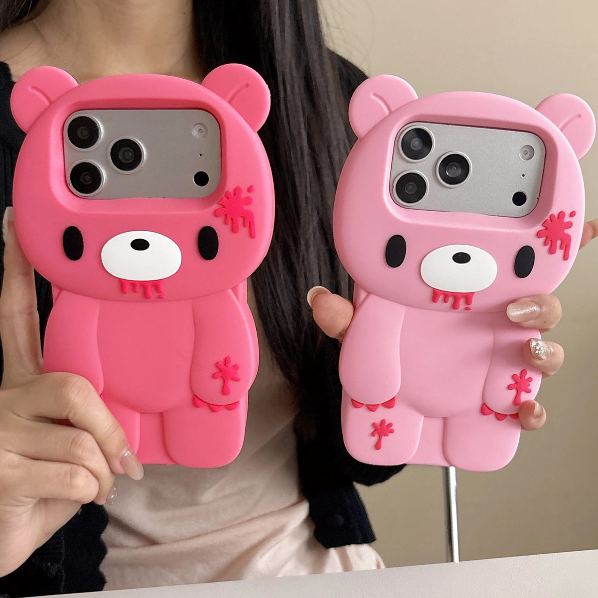 iPhone Pro Max 3D Cartoon Unique Bloody Bear Soft Silicone Cover