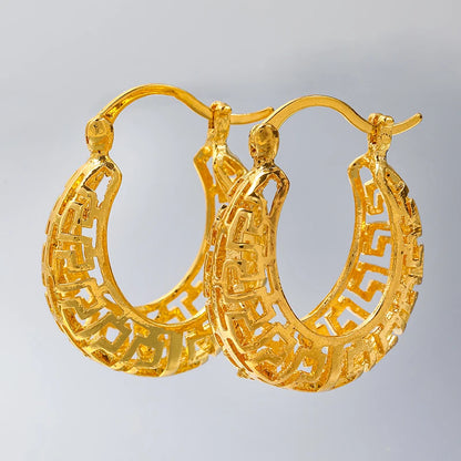 Oval Hollow Out Metal Hoop Earrings