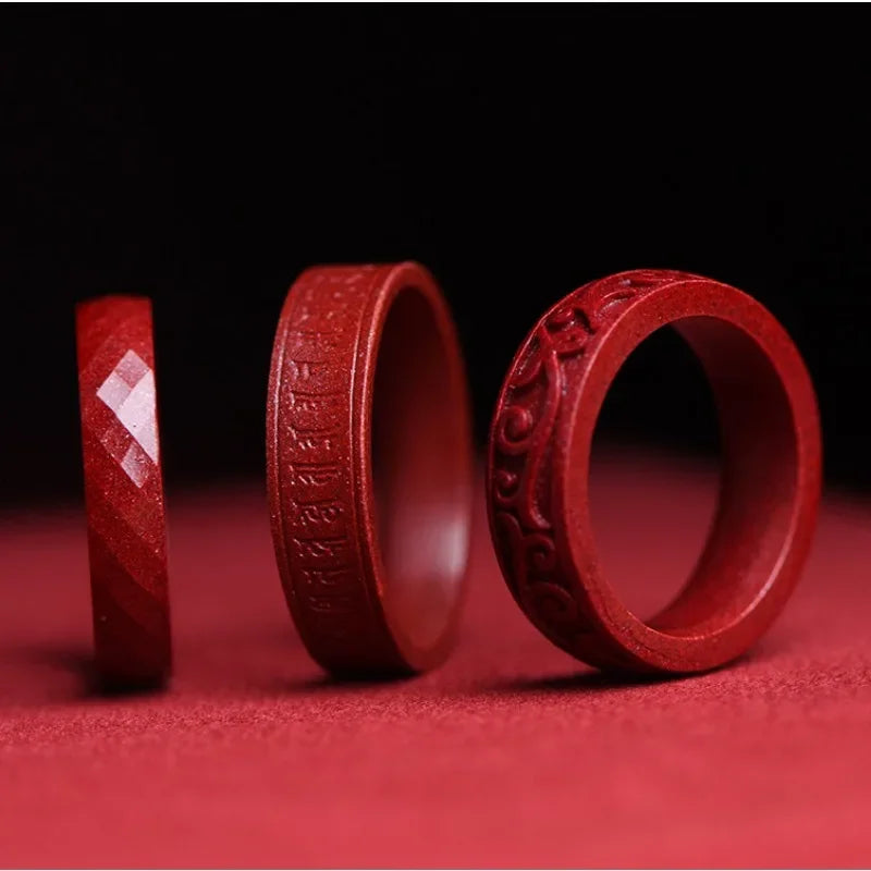 Lucky Cinnabar Red Gift Girlfriend Couple Love Luxury Rings