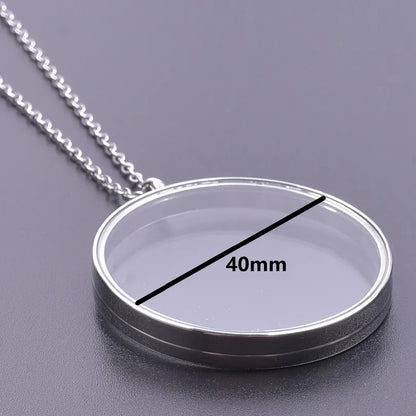1Pc 10-45mm Round Memory Coin Bezel Locket Pendant Necklaces