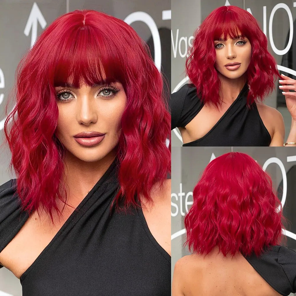 Wavy Bob Short Blonde Dark Roots Wigs