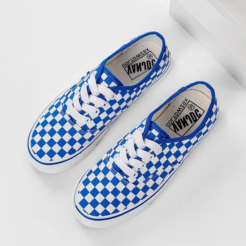 Plaid Canvas Unisex Breathable Sports Sneakers
