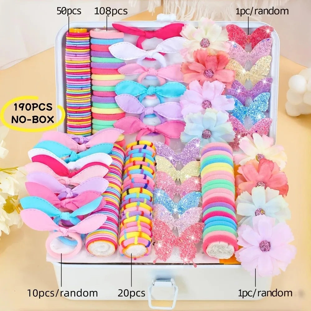 Bow High Elastic Hair Accessories Set No Hurt Hair Colorful Girls Hair Bands