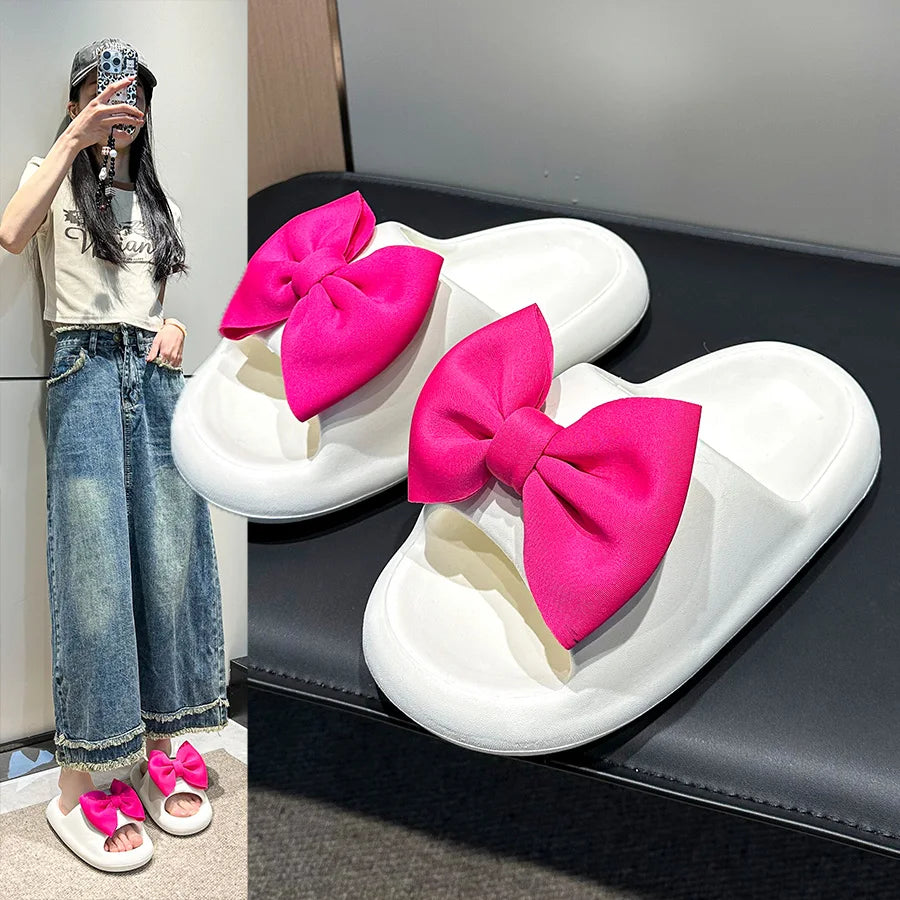Bow Tie Thick Soft Sole Slippers