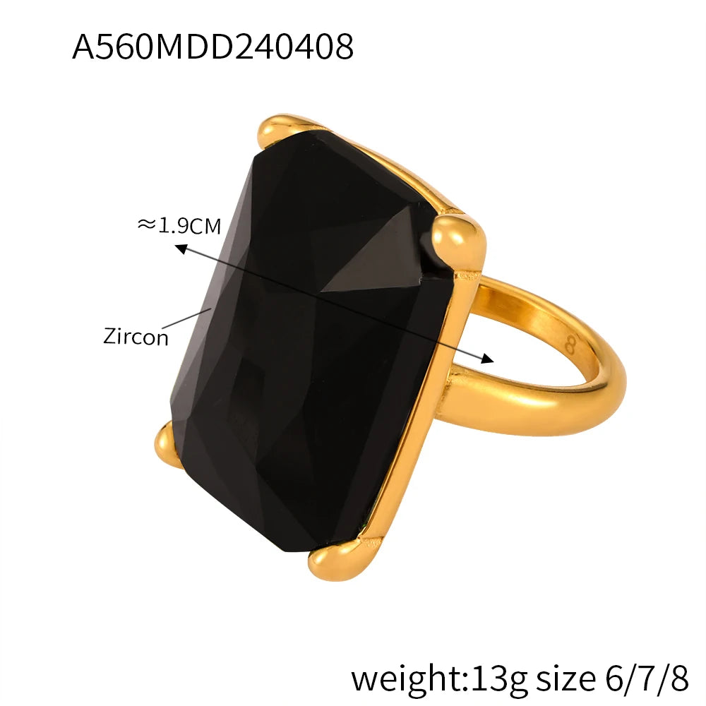 Glamour Shiny Big Zircon Stainless Steel Rings