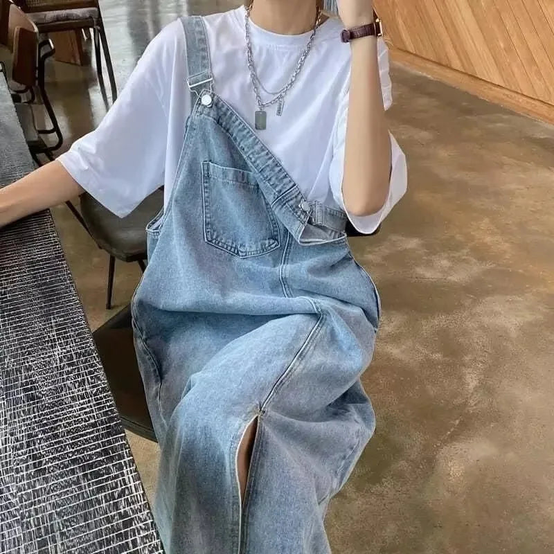 Denim Overall Sleeveless Jeans Dress