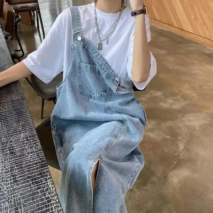 Denim Overall Sleeveless Jeans Dress