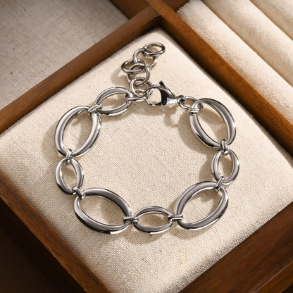 Distinctive Elliptical Hand-made Chain Stainless Steel Bracelets