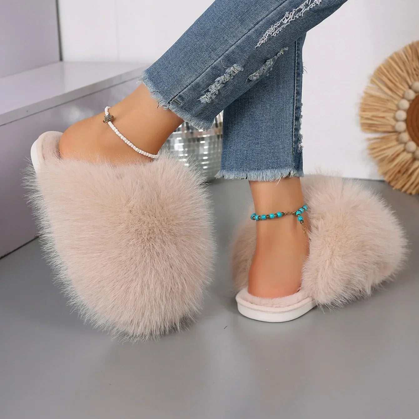 Fur Fluffy Cute Luxury Anti Slip Slippers