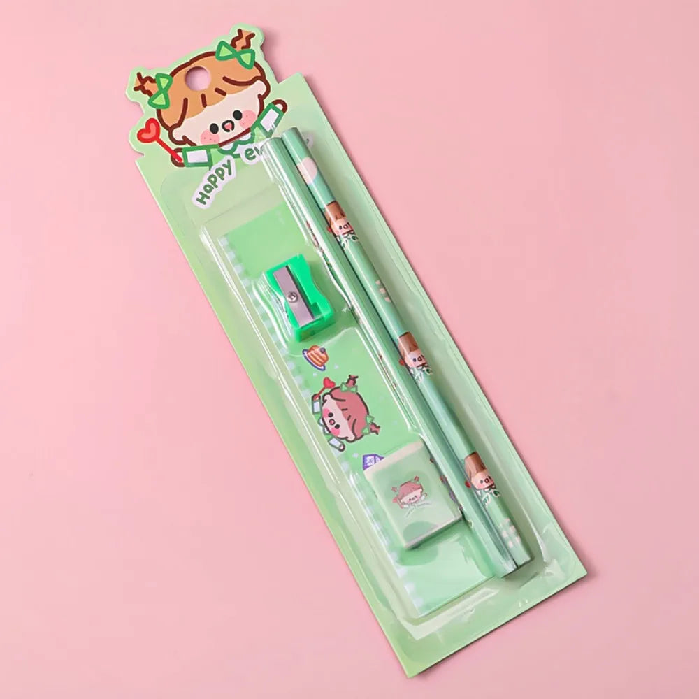 5pcs/Set Cute Cartoon Pencil Stationery Set