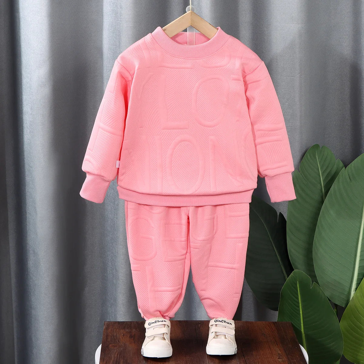 Spring Round Neck Long Sleeve Sweater Hoodie Set