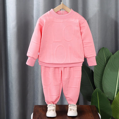 Spring Round Neck Long Sleeve Sweater Hoodie Set