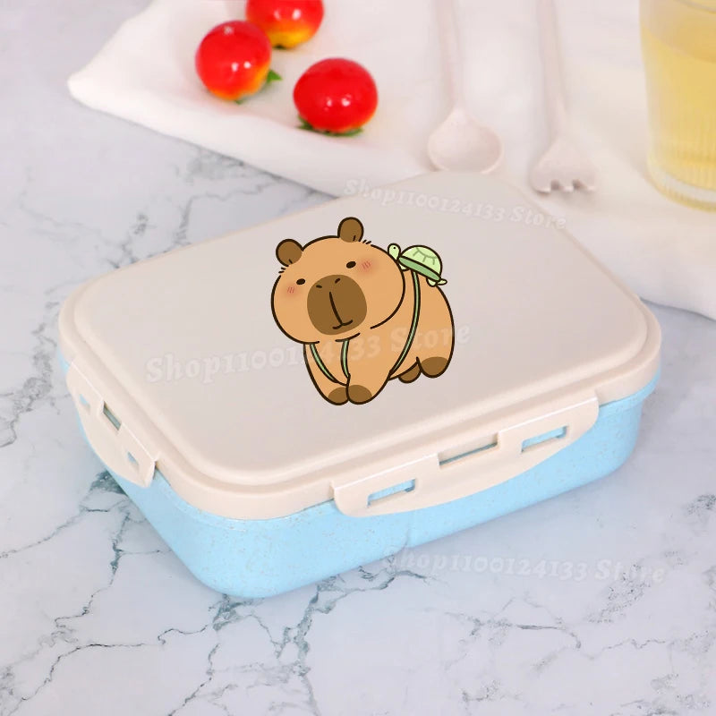 Capybara Lunch Boxes Kids Cute Anime Print Separate Lunch Box