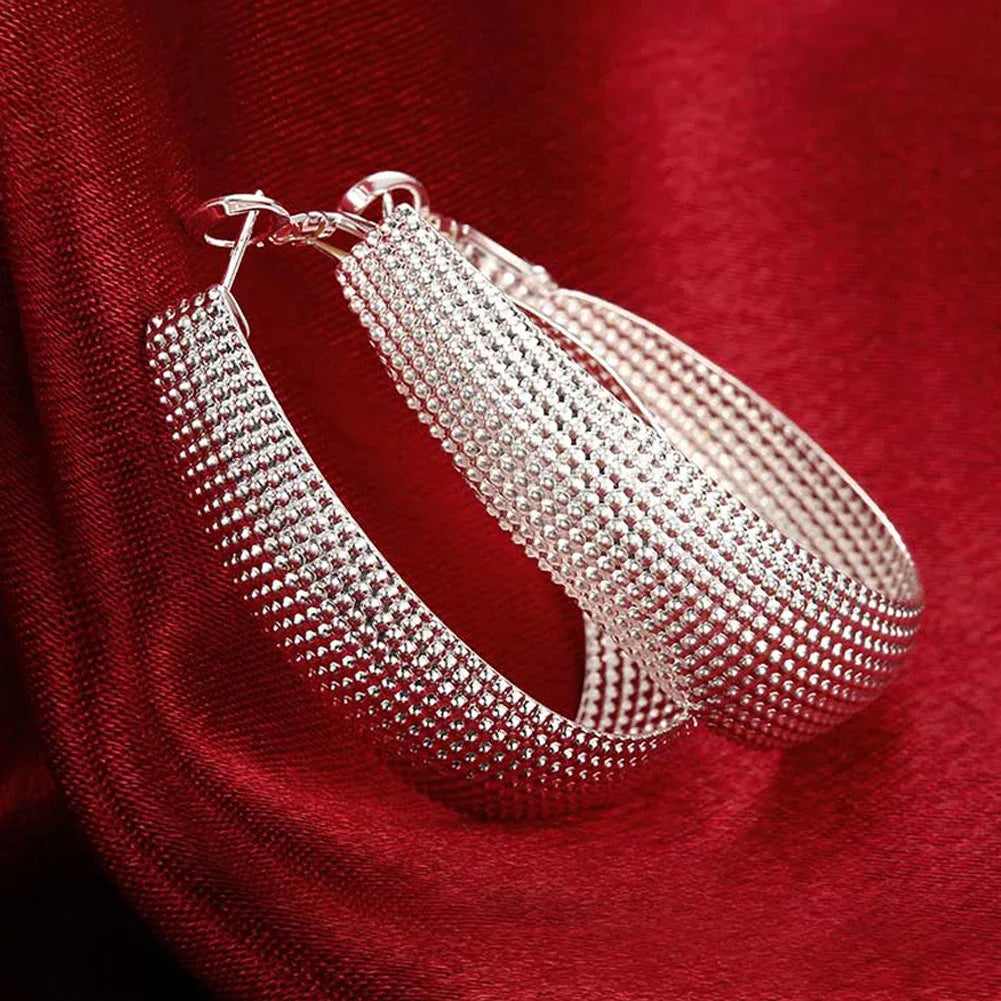 925 Sterling Silver Round Circle Hoop Earrings