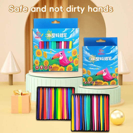 12-36 Color Washable Crayons Non-Toxic Erasable Triangular
