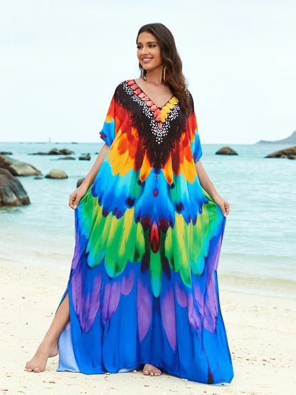 Plus Size Loose Fit Moroccan Batwing Kaftan Beach Dress
