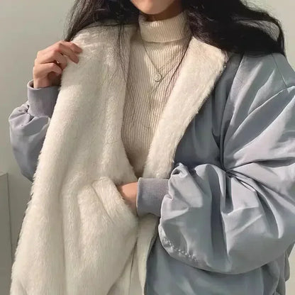Winter Thick Warm Parkas Oversized Double Sided Hooded Coat Jackets