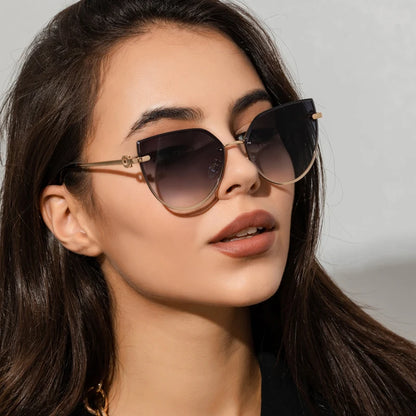 Cat Eye Vintage Rimless Sun Glasses