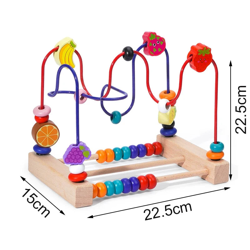 Montessori Wooden Roller Coaster Bead Maze Abacus Math Toys
