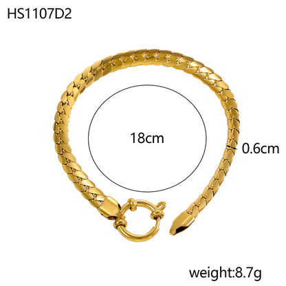 Stainless Steel Thick Simple Chunky Chain Layered Gold Bracelet Set