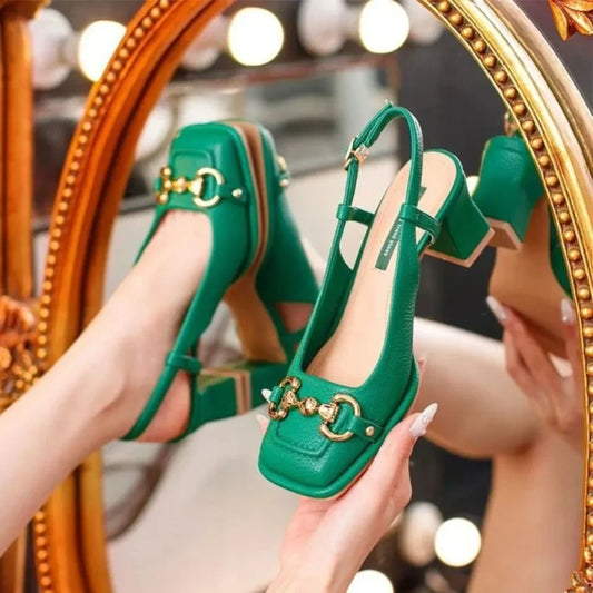 Mid-heel 5.5CM French Style Thick Heel Square Shoes