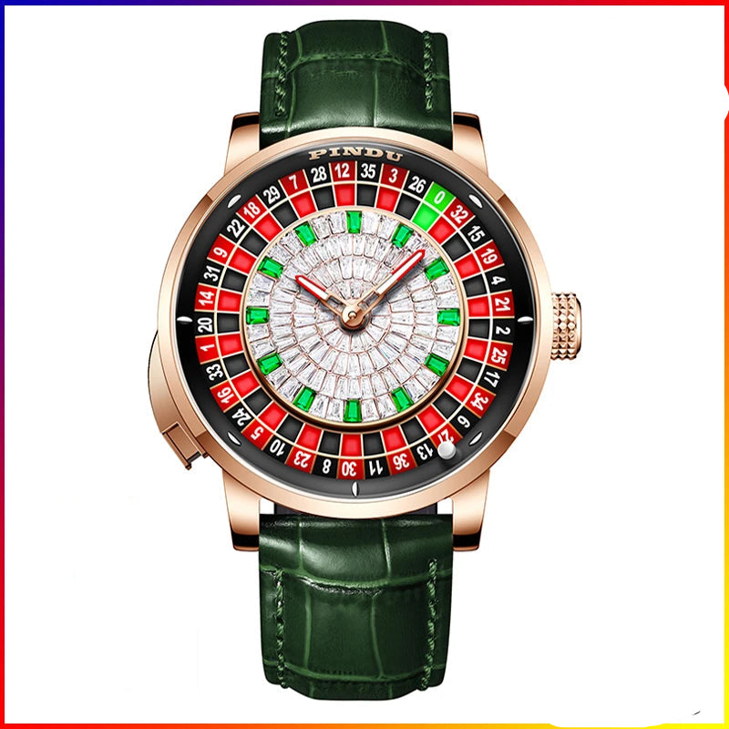 Russian Roulette Game 46MM Mechanical Sapphire Mirror Diamond Dial Watch