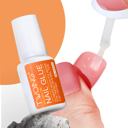 Twoing Waterproof Liquid Nail Adhesive,Long-Lasting & Fast-Drying Formaldehyde-Free Compatible with Acrylic Nails Fake Nails
