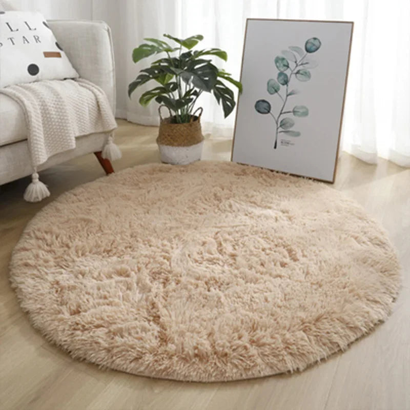 Super Soft Plush Round Rug Mat Fluffy White Carpets