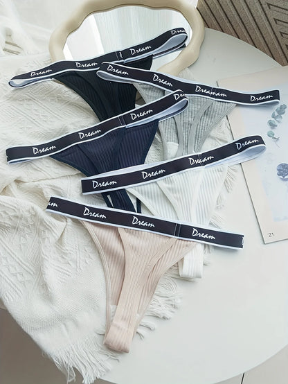 5-piece mixed color simple English belt thong pure cotton inner lining G-String