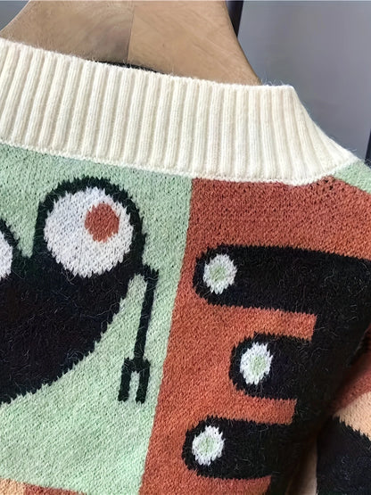 Autumn and Winter Knitted Sweaters Cartoon Cardigans Korean Style Jackets