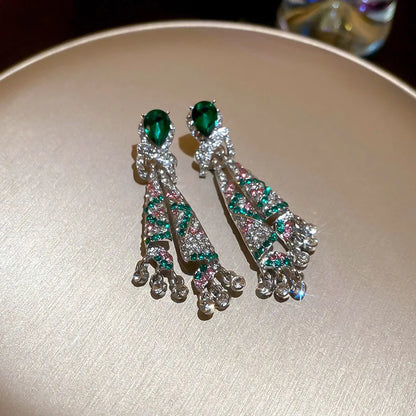 Vintage Blue Water Drop Crystal Clips Earrings