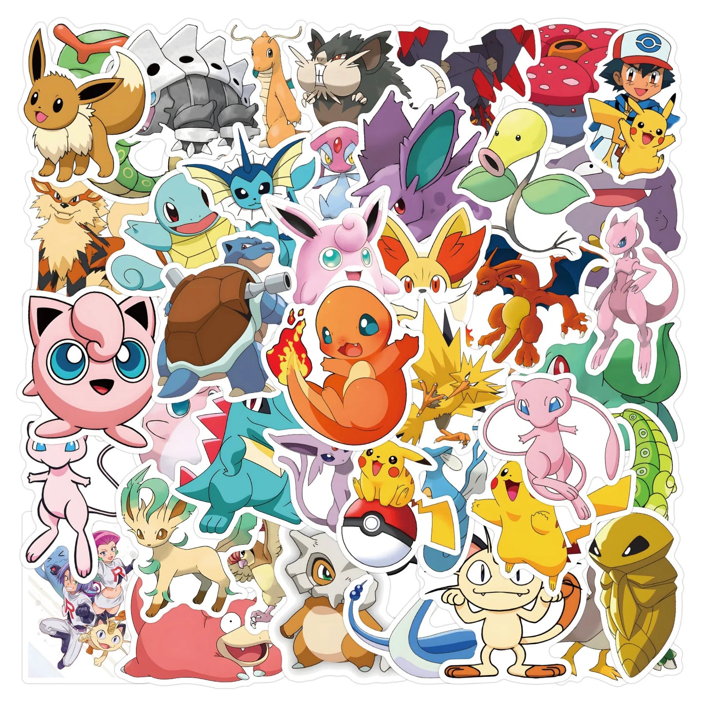 200pcs Non-duplicate Random Cartoon Anime Cute Pikachu Pokemon Waterproof Stickers