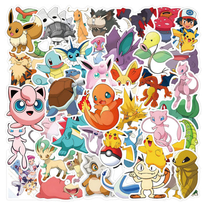 200pcs Non-duplicate Random Cartoon Anime Cute Pikachu Pokemon Waterproof Stickers