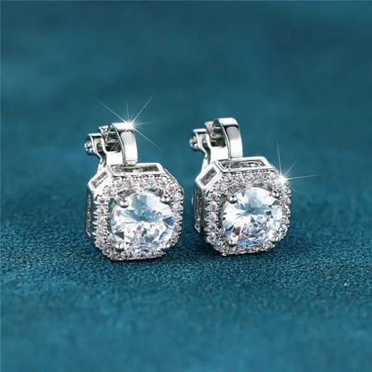 DANA White Zircon Round Stone Earrings