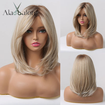 Straight Short Highlights Blonde Hair Wig