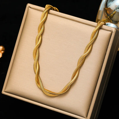 Stainless Steel Gold Color Thick Link Chain Necklace